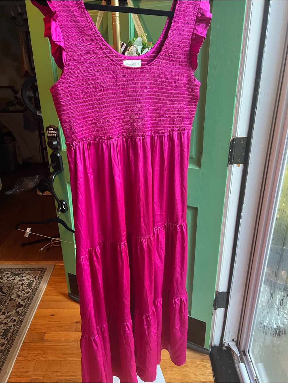 NATURAL LIFE Hot Pink Tiered Sundress with Ruffle Sleeves. Size Medium - Picture 1 of 6
